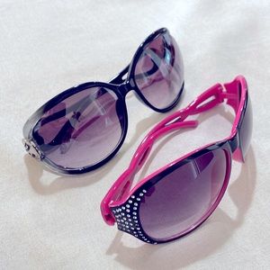 Two Pairs Women's Oversized Wrap Style Sunglasses